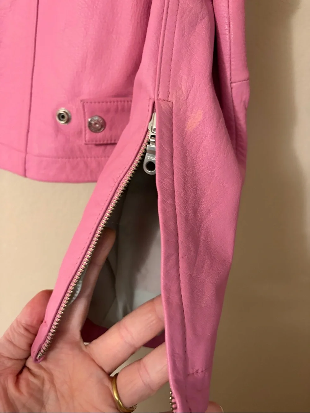 Vintage Wilsons Leather Maxima Pink Moto Jacket Small Y2K Cafe Racer Biker S - Picture 11 of 16